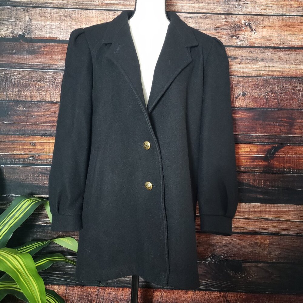 NYG New York Girl Pea Coat Size 18 Vintage 80's Black Wool US Union Made
